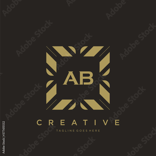 AB initial letter luxury ornament monogram logo template vector
