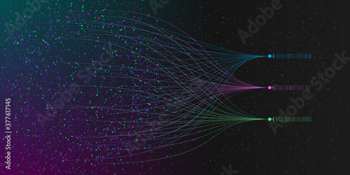 Big data visualization. Illustration of information sorting process. Analusis of big data. Science, technology theme. Vector illustration