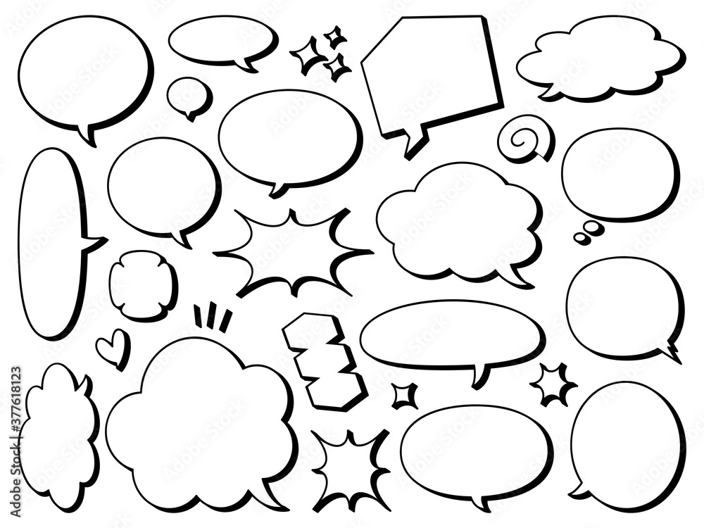 Fototapeta premium 線画の吹き出しセット