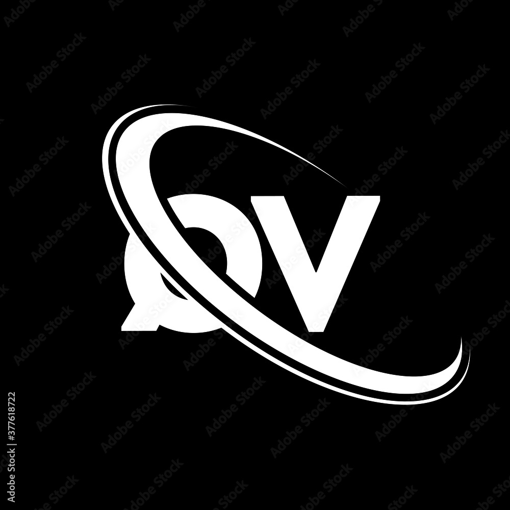 QV logo. Q V design. White QV letter. QV/Q V letter logo design