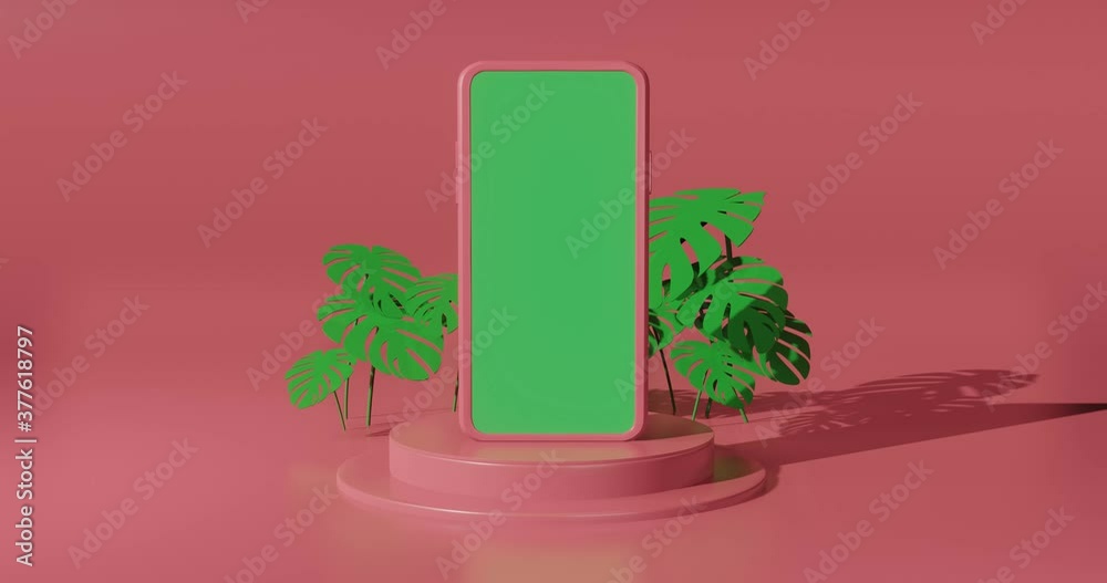3d rendering illustration in video 4k of mockup mobile phone/smartphone in minimal red color design with a vertical green screen 3d rendering illustration in video 4k of mockup mobile phone/smartphone in minimal red color design with a vertical green screen