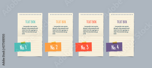 Text box design with note papers mock up.