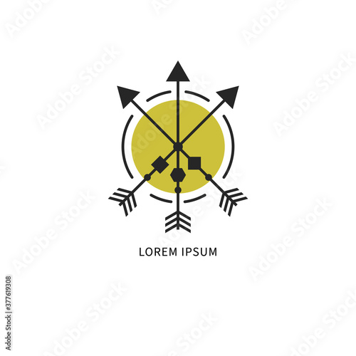 Modern hipster logo with crossed arrows up