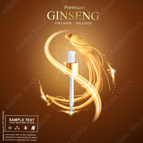 Serum ginseng or collagen for skin care cosmetics