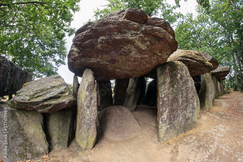 Dolmen La Roche-aux-Fees - one the most famous and largest neolithic dolmens in Brittany