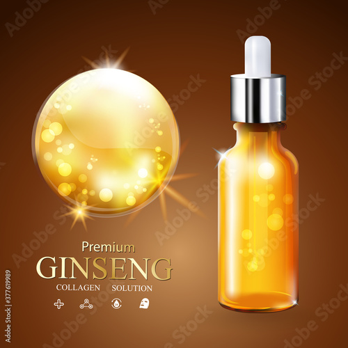 Serum ginseng or collagen for skin care cosmetics