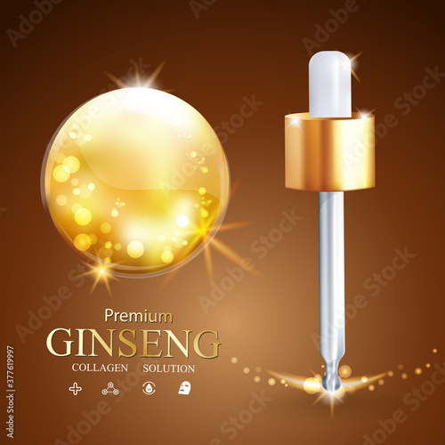 Serum ginseng or collagen for skin care cosmetics