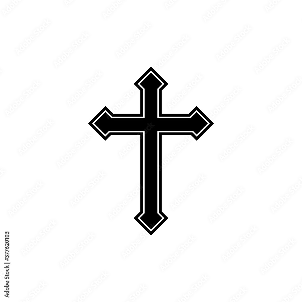 christian cross icon vector symbol of religion isolated illustration white background