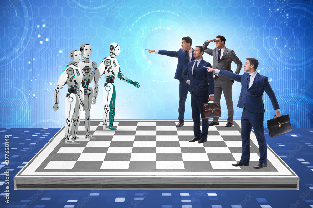 Concept of rivalry between robots and humans Concept of rivalry between robots and humans