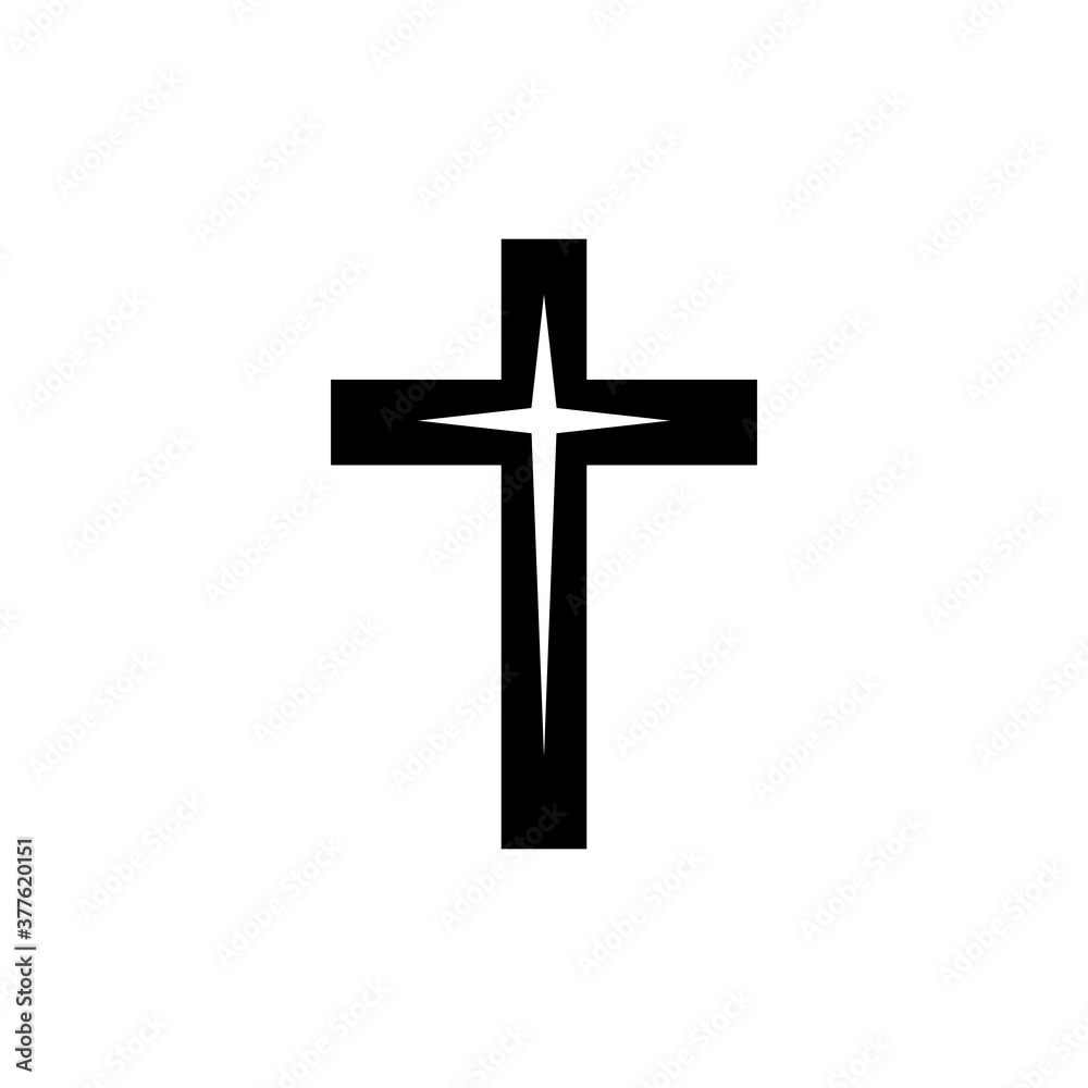 christian cross icon vector symbol of religion isolated illustration white background