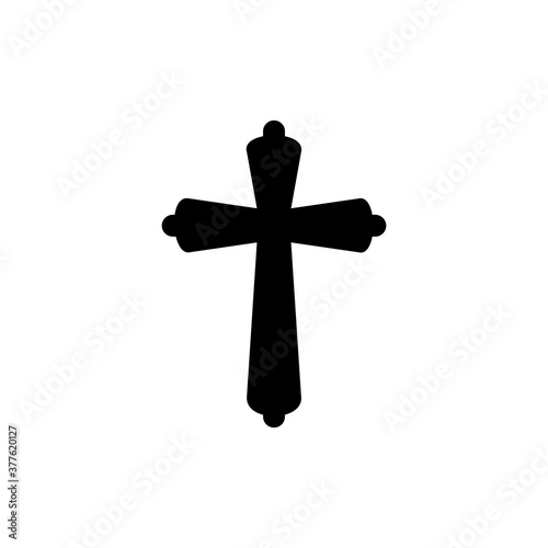 christian cross icon vector symbol of religion isolated illustration white background