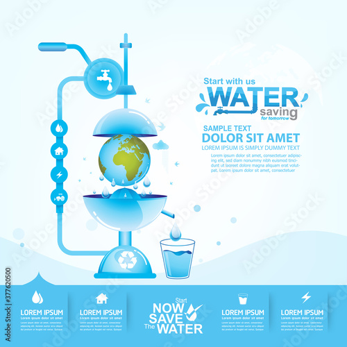 Save water concept Ecology vector.