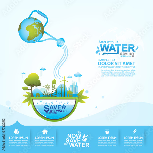 Save water concept Ecology vector.