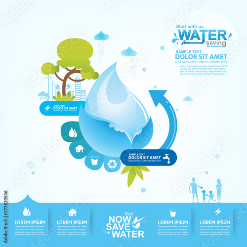 Save water concept Ecology vector.
