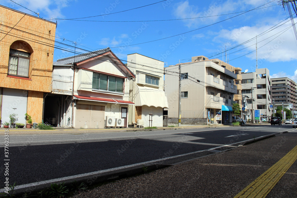 Old traditional closed store by the street in Miyazaki Old traditional closed store by the street in Miyazaki