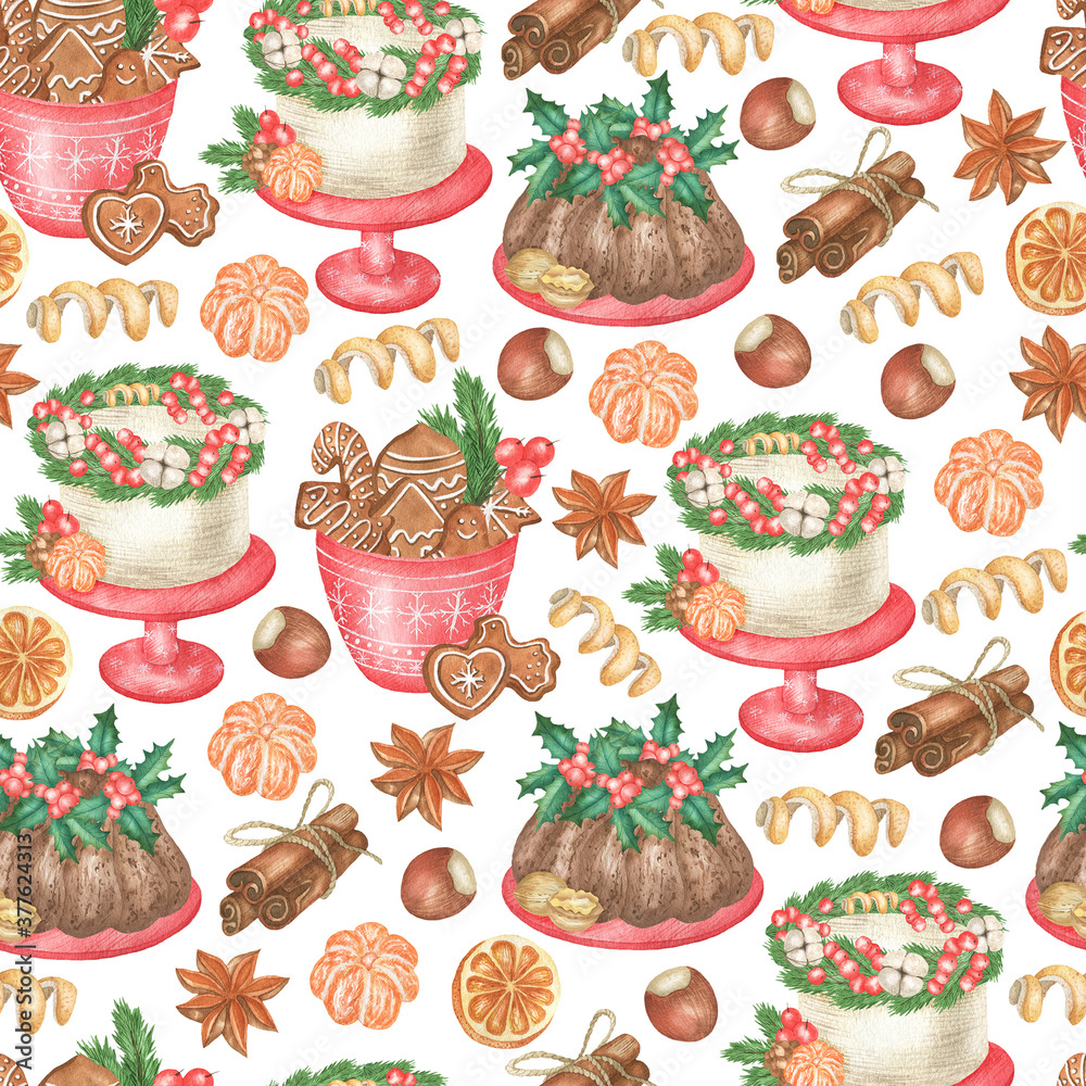 Pattern of Christmas pastries Pattern of Christmas pastries