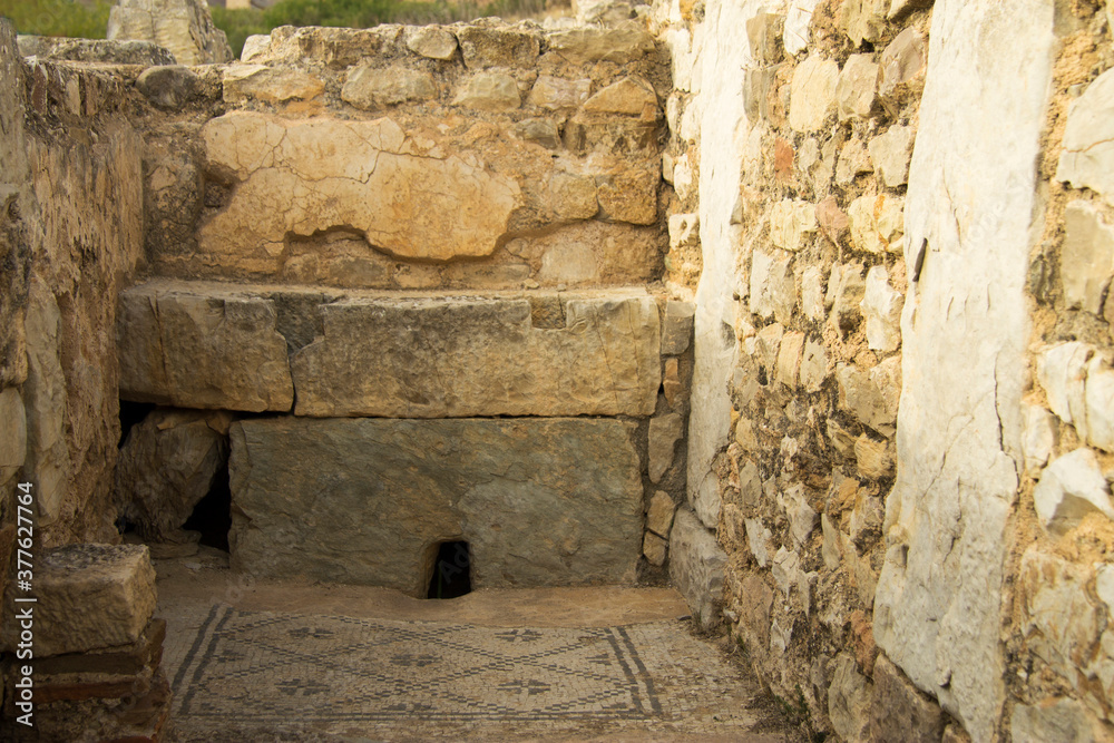 Toilet room in Bulla Regia, Tunisia. Antic Roman ruins