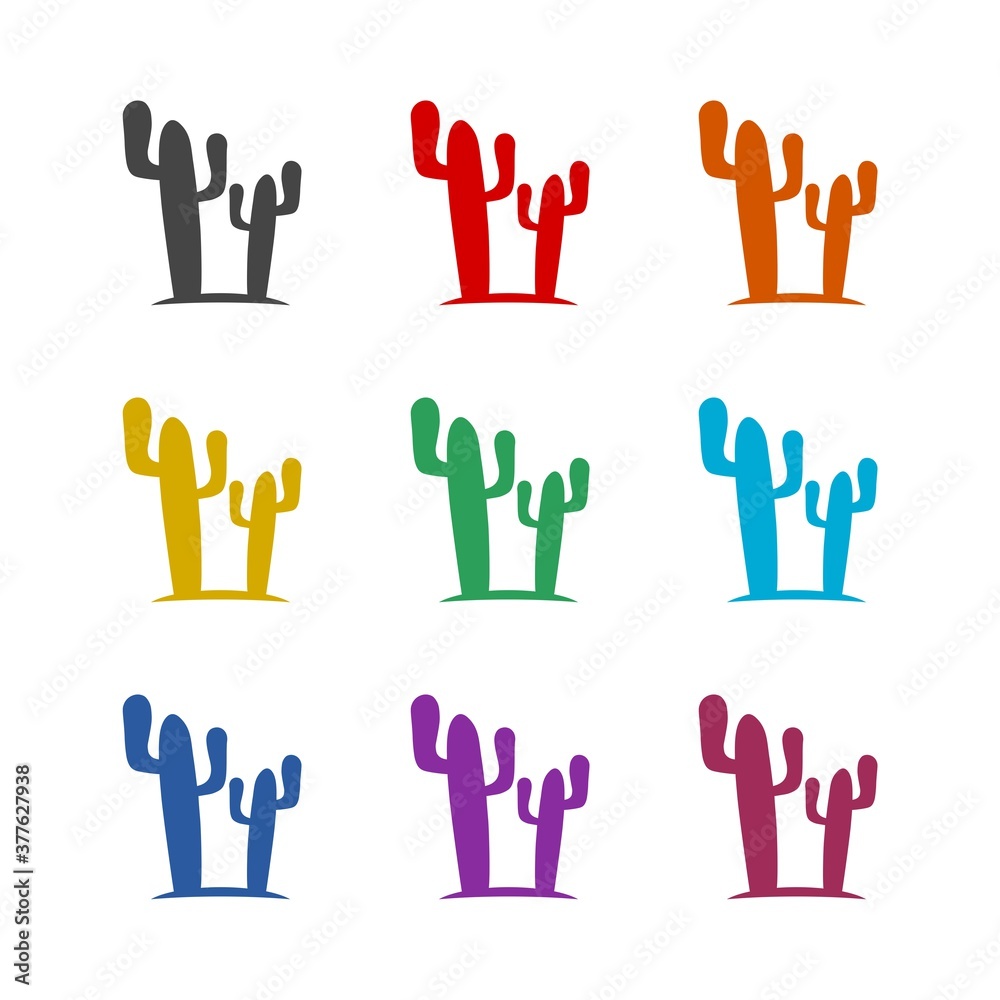 Obraz premium Simple cactus icon, color set