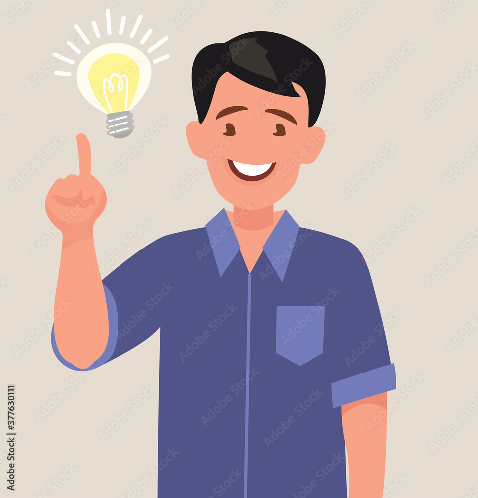 Concept of a great idea. Man shows gesture. Solution of the problem. Concept of a great idea. Man shows gesture. Solution of the problem.