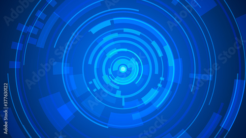Circle blue technology Hi-tech dark background. Abstract graphic digital future concept design.