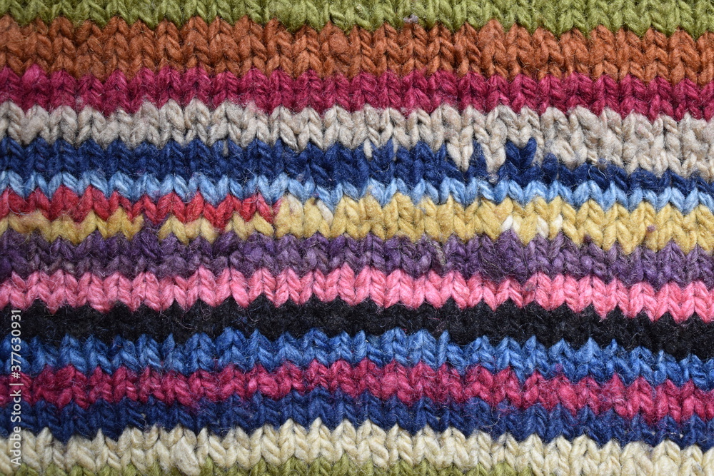 Close-up knitted wool texture / multicolor