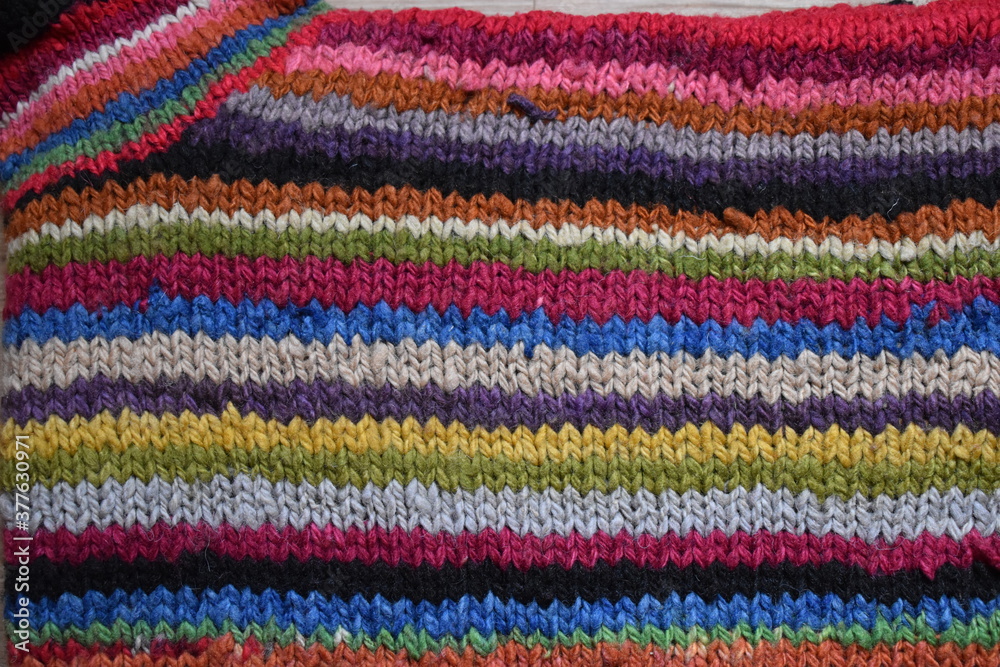 Close-up knitted wool texture / multicolor