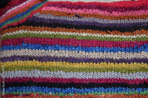 Close-up knitted wool texture   multicolor