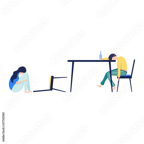 Flat vector illustration, concept of online education, studying and e-learning, female student study, banner in trendy style.
