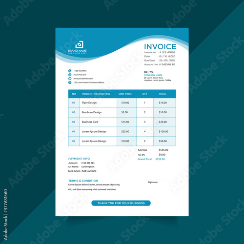 Clean and minimal vector invoices template free template, modern invoice template