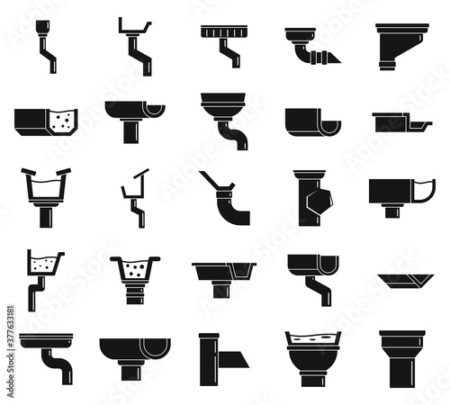 Gutter cover icons set. Simple set of gutter cover vector icons for web design on white background