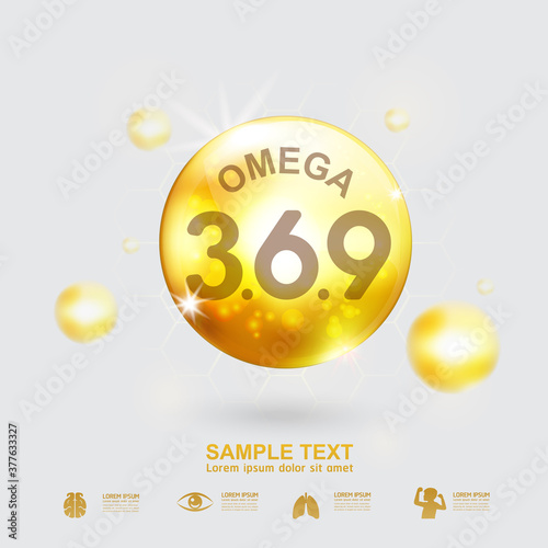 Omega Vitamin and Nutrients Logo Product for Kids Vector 