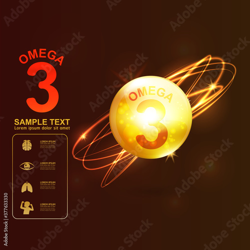 Omega Vitamin and Nutrients Logo Product for Kids Vector 