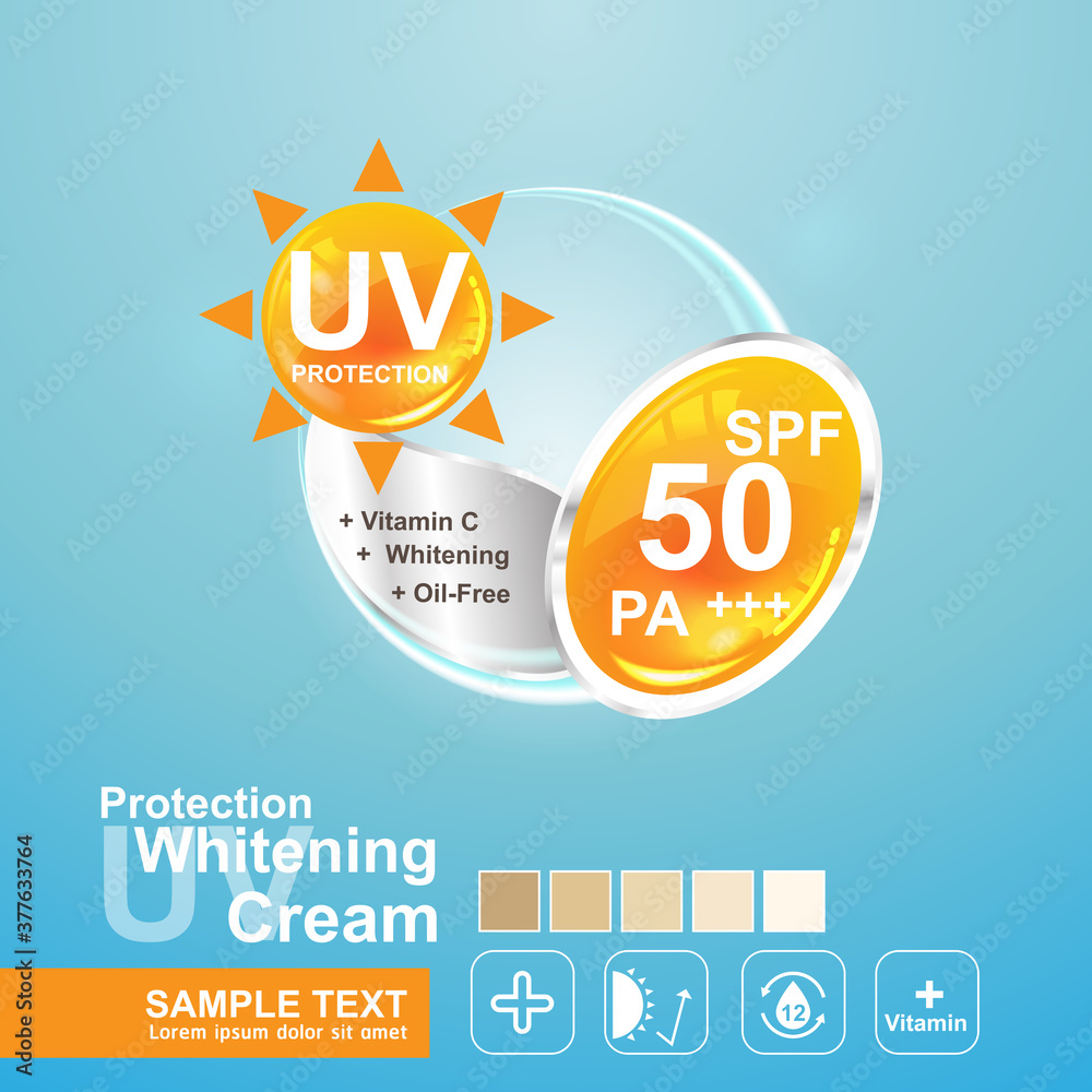 Fototapeta premium UV Protection and Whitening Vector Skin care concept.
