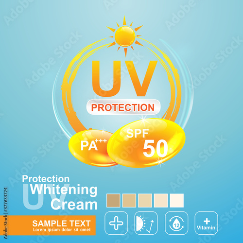 UV Protection and Whitening Vector Skin care concept.