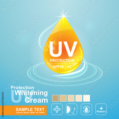 UV Protection and Whitening Vector Skin care concept.