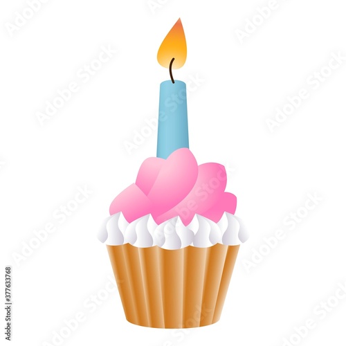 Cupcake birthday icon. Cartoon of cupcake birthday vector icon for web design isolated on white background