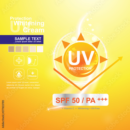 UV Protection and Whitening Vector Skin care concept.