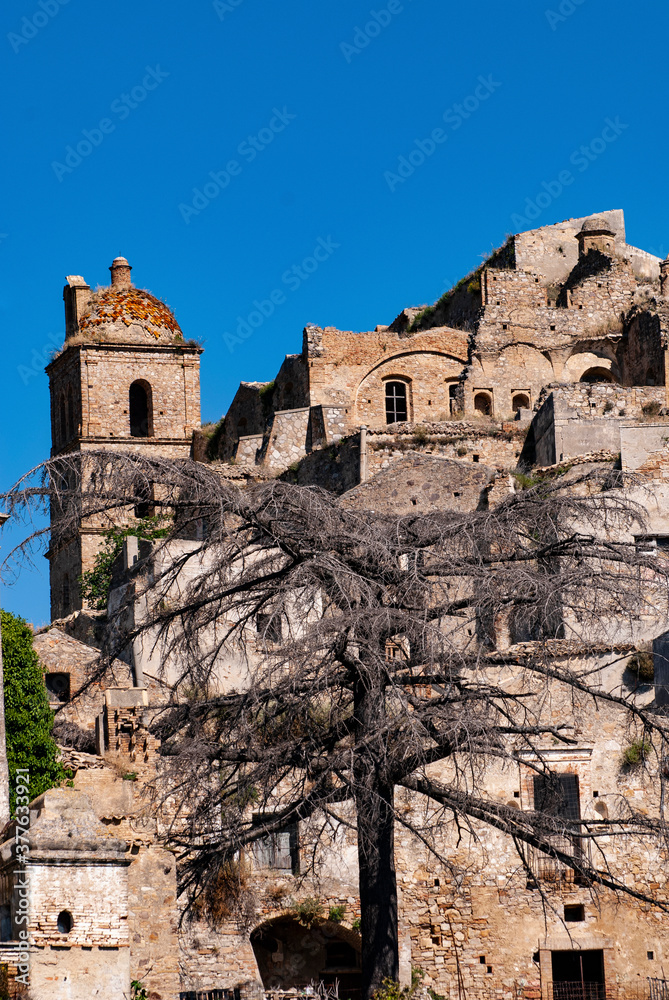 Craco, Matera, Basilicata, Italy, view of the ghost town abandoned in 1963 due to natural disasters and now it represents a tourist attraction and a filming location