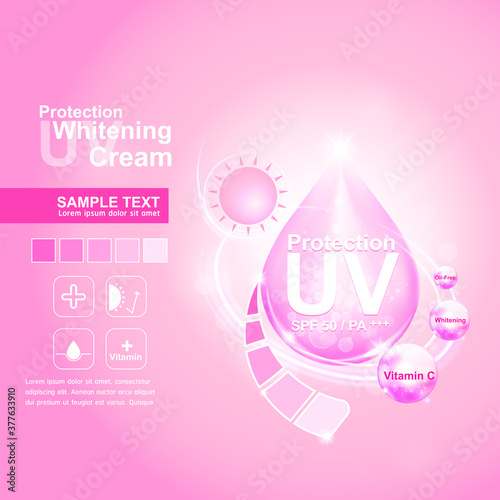 UV Protection and Whitening Vector Skin care concept.