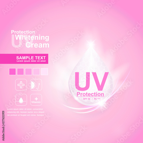 UV Protection and Whitening Vector Skin care concept.
