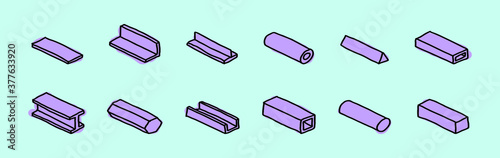 set of steel metallurgy beam profile symbol vector