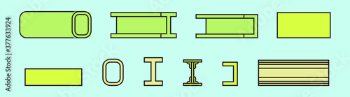 set of steel metallurgy beam profile symbol vector