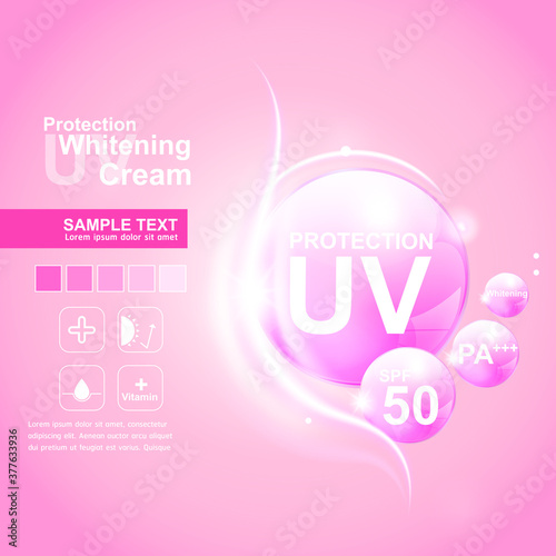 UV Protection and Whitening Vector Skin care concept.