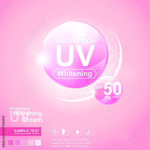 UV Protection and Whitening Vector Skin care concept.