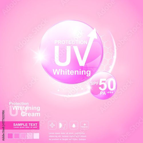 UV Protection and Whitening Vector Skin care concept.