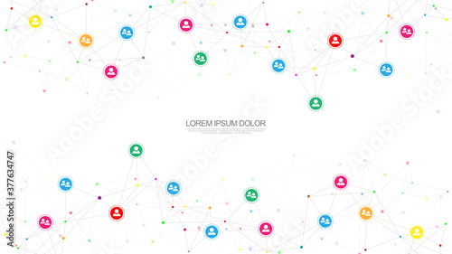 Vector illustration of connecting people and communication concept, social network.