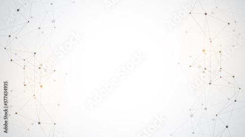 Abstract polygonal background with connecting dots and lines. Global network connection, digital technology and communication concept.