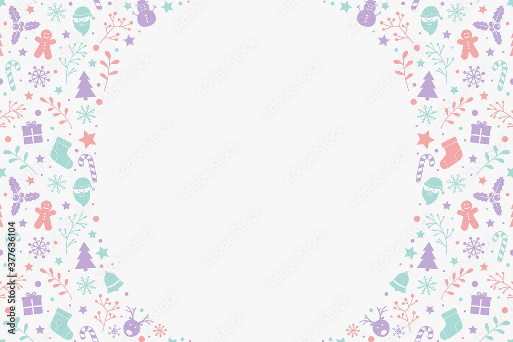 Design of Christmas background with ornaments. Empty Xmas card. Vector