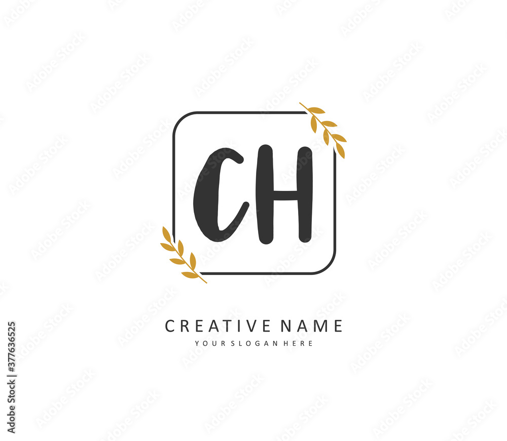 Obraz premium C H CH Initial letter handwriting and signature logo. A concept handwriting initial logo with template element.