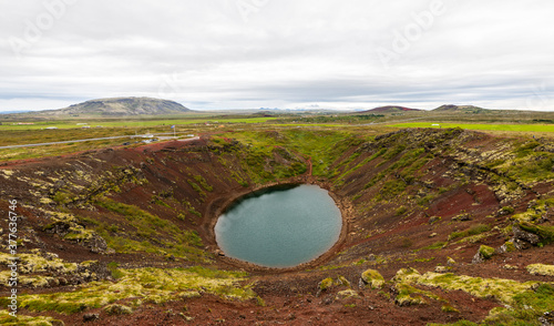 Kerid Crater Lake In Iceland photo